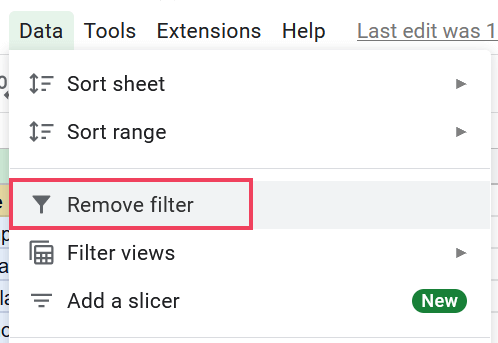 Click on Remove filter