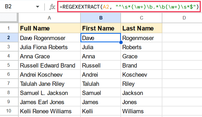 4 Easy Ways to Separate First and Last Names in Google Sheets