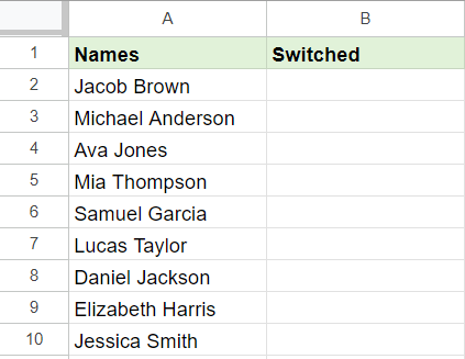 Names data set - Apps Script method